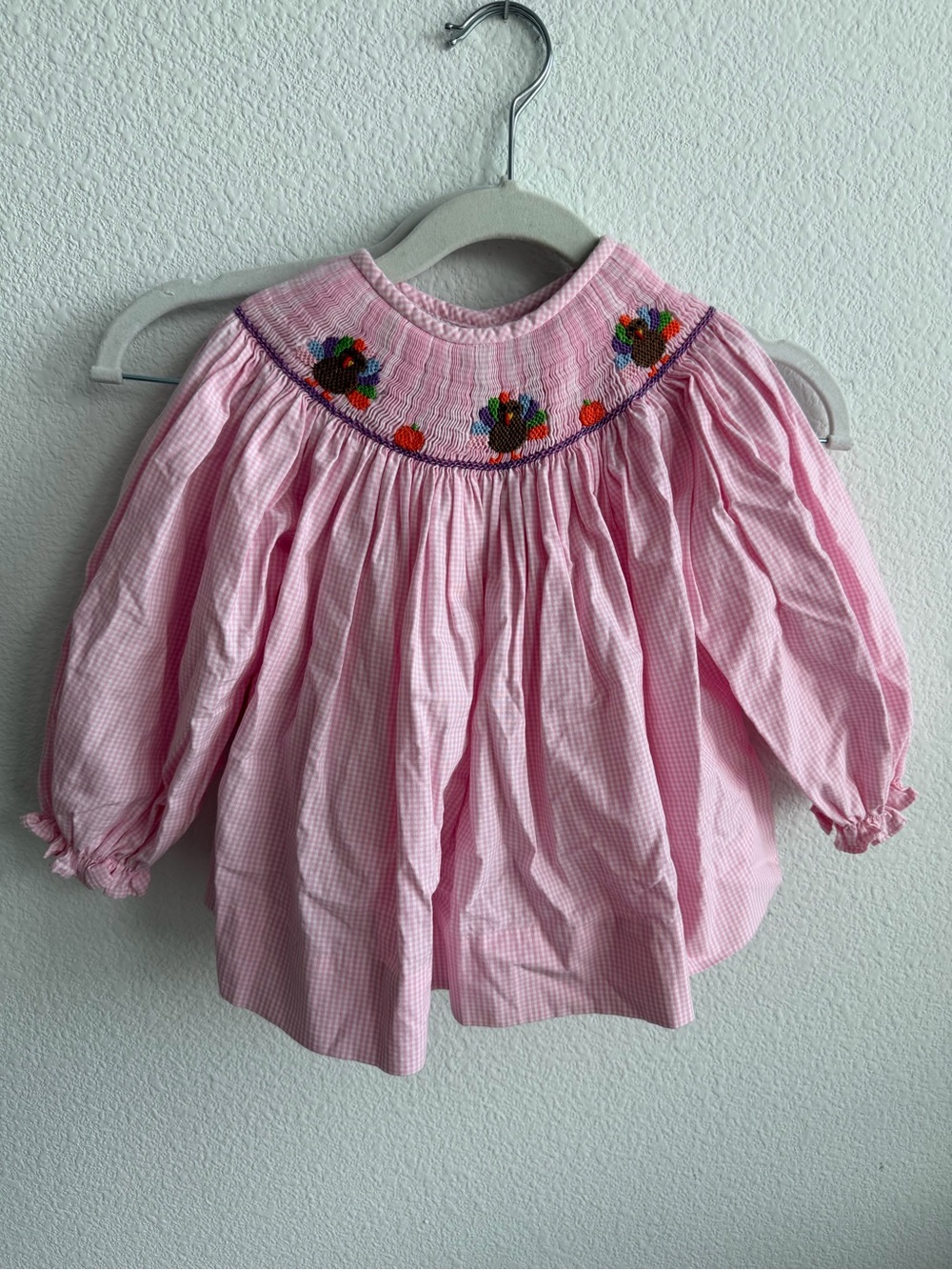 Cecil & Lou Thanksgiving Turkey Smocked Set size 3T Fall Gingham